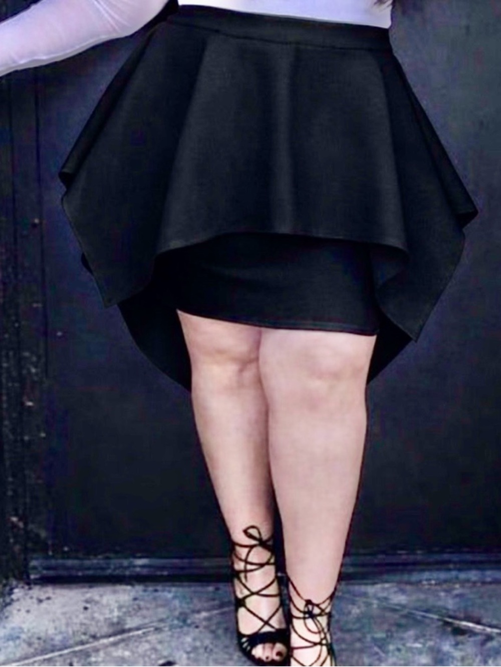 BLACK Dramatic Peplum Flare Skirt